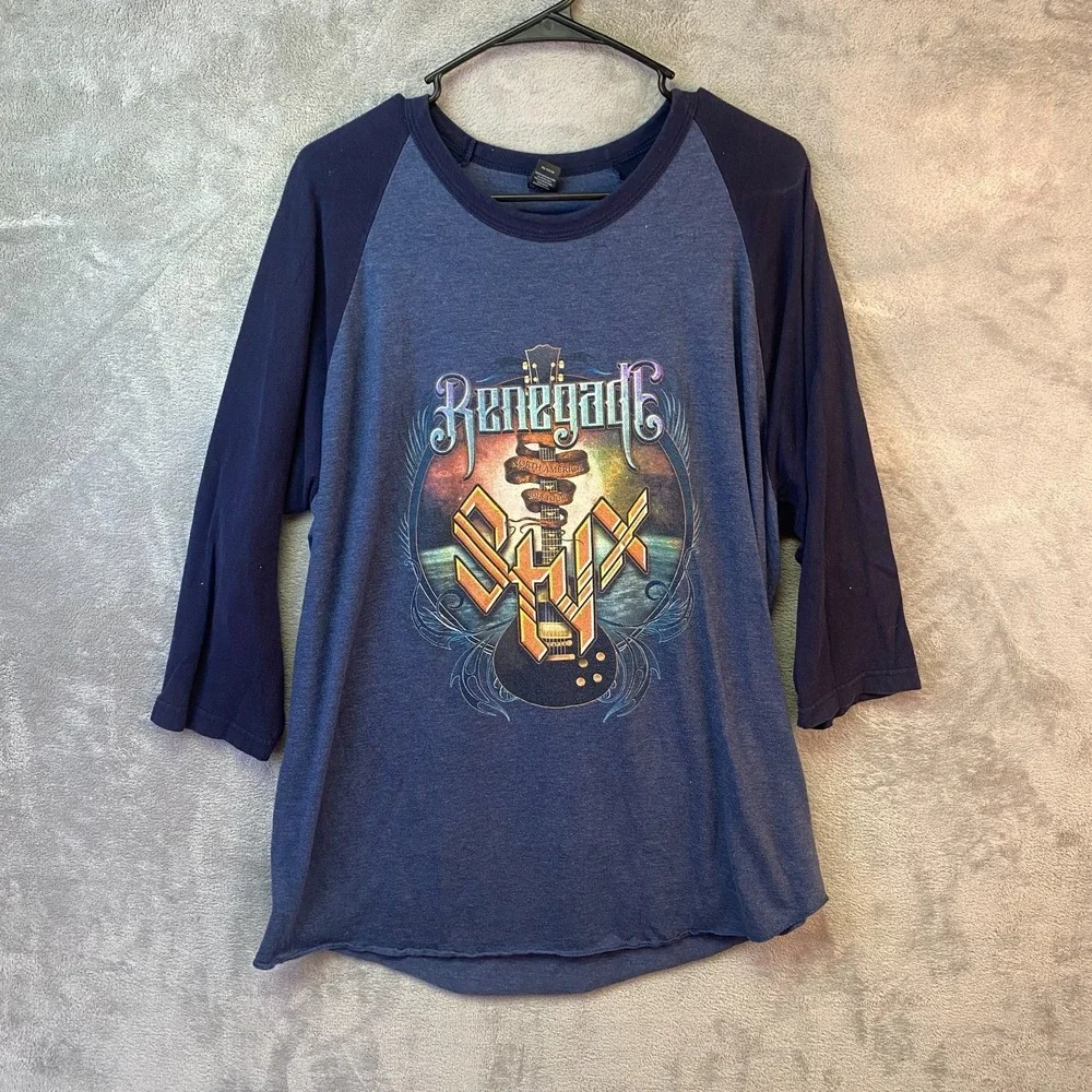 Tultex Styx T-Shirt L Blue Renegade 2018 Tour Raglan 3/4 Sleeve